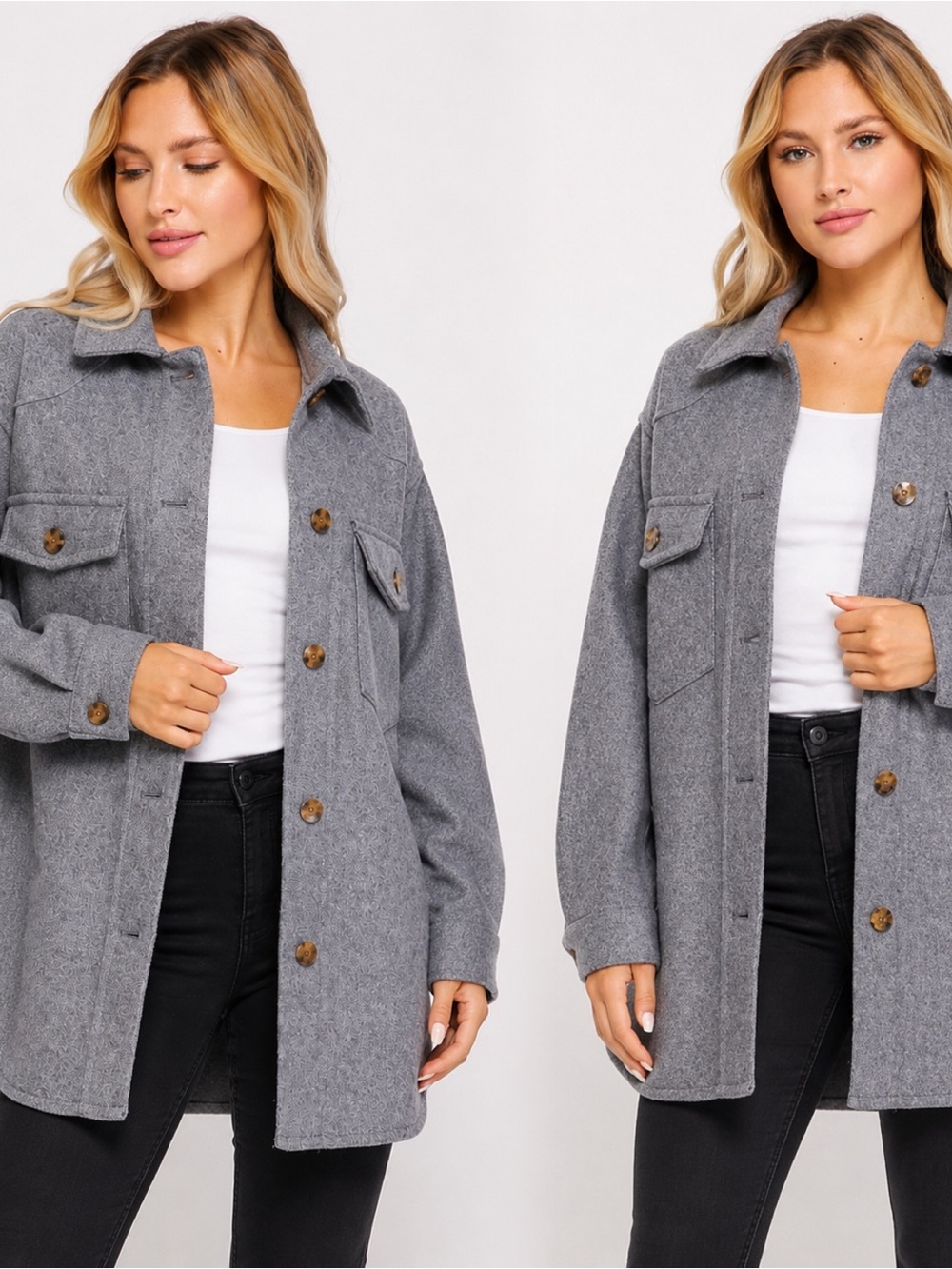 Women's Gray Button-Up Jacket